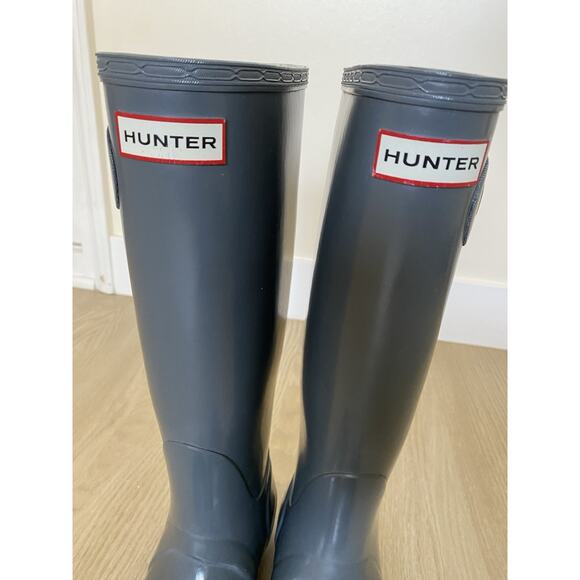 Authentic Hunter Original Tall Gloss Rain Boots Gray Graphite Womens Size 6 - Picture 10 of 15
